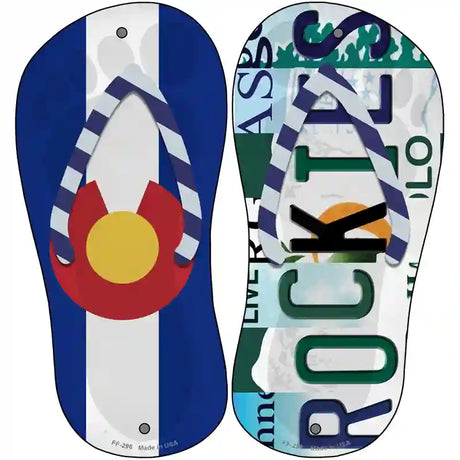 CO Flag|Rockies Strip Art Novelty Metal Flip Flops (Set of 2)