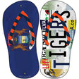 MI Flag|Tigers Strip Art Novelty Metal Flip Flops (Set of 2)