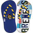 WI Flag|Brewers Strip Art Novelty Metal Flip Flops (Set of 2)