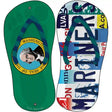 WA Flag|Mariners Strip Art Novelty Metal Flip Flops (Set of 2)