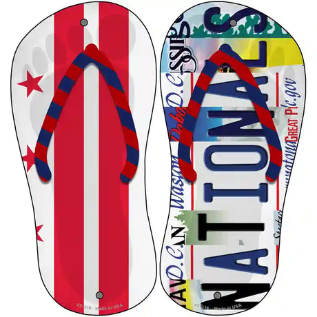 DC Flag|Nationals Strip Art Novelty Metal Flip Flops (Set of 2)