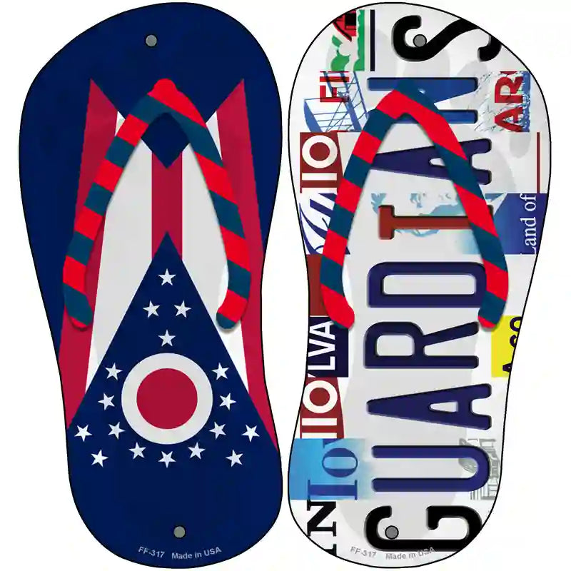 OH Flag|Guardians Strip Art Novelty Metal Flip Flops (Set of 2)