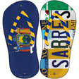 NY Flag|Sabres Strip Art Novelty Metal Flip Flops (Set of 2)