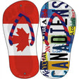 CAN Flag|Canadiens Strip Art Novelty Metal Flip Flops (Set of 2)