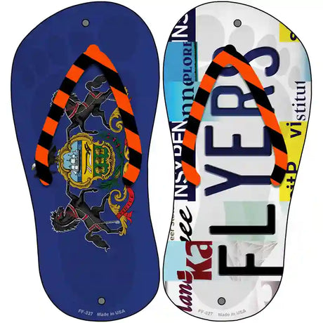 PA Flag|Flyers Strip Art Novelty Metal Flip Flops (Set of 2)