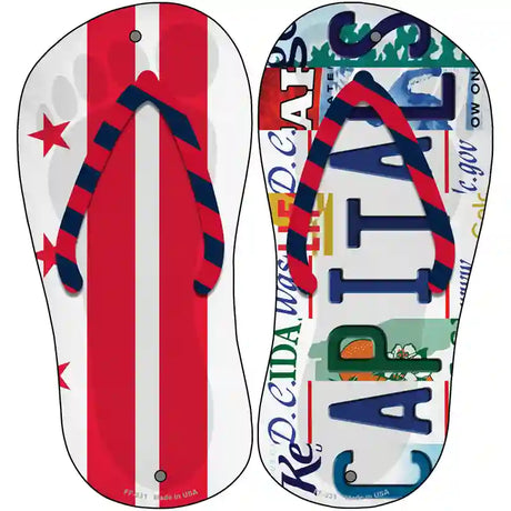 DC Flag|Capitals Strip Art Novelty Metal Flip Flops (Set of 2)