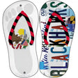 IL Flag|Blackhawks Strip Art Novelty Metal Flip Flops (Set of 2)