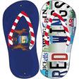 MI Flag|Red Wings Strip Art Novelty Metal Flip Flops (Set of 2)