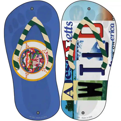 MN Flag|Wild Strip Art Novelty Metal Flip Flops (Set of 2)