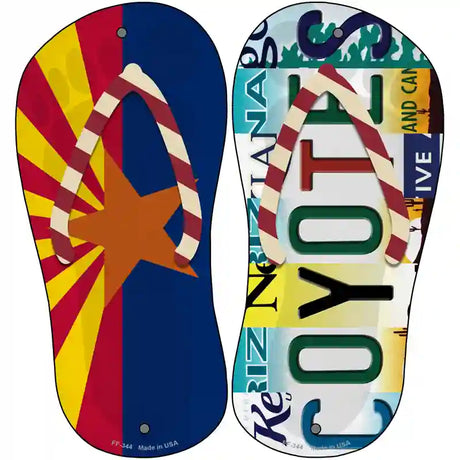 AZ Flag|Coyotes Strip Art Novelty Metal Flip Flops (Set of 2)