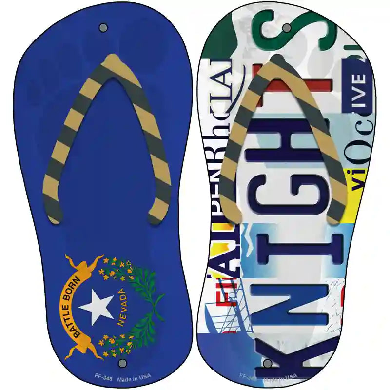 NV Flag|Knights Strip Art Novelty Metal Flip Flops (Set of 2)