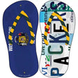 WI Flag|Packers Strip Art Novelty Metal Flip Flops (Set of 2)