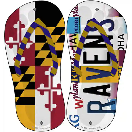 MD Flag|Ravens Strip Art Novelty Metal Flip Flops (Set of 2)