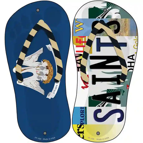 LA Flag|Saints Strip Art Novelty Metal Flip Flops (Set of 2)