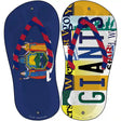 NY Flag|Giants Strip Art Novelty Metal Flip Flops (Set of 2)