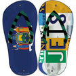 NY Flag|Jets Strip Art Novelty Metal Flip Flops (Set of 2)