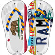 CA Flag|Rams Strip Art Novelty Metal Flip Flops (Set of 2)