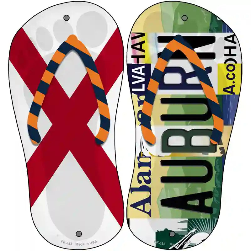 AL Flag|Auburn Strip Art Novelty Metal Flip Flops (Set of 2)