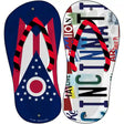 OH Flag|Cincinnati Strip Art Novelty Metal Flip Flops (Set of 2)