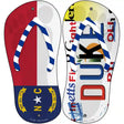 NC Flag|Duke Strip Art Novelty Metal Flip Flops (Set of 2)