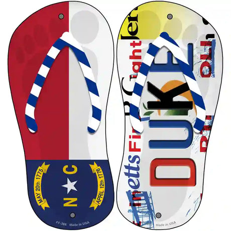 NC Flag|Duke Strip Art Novelty Metal Flip Flops (Set of 2)