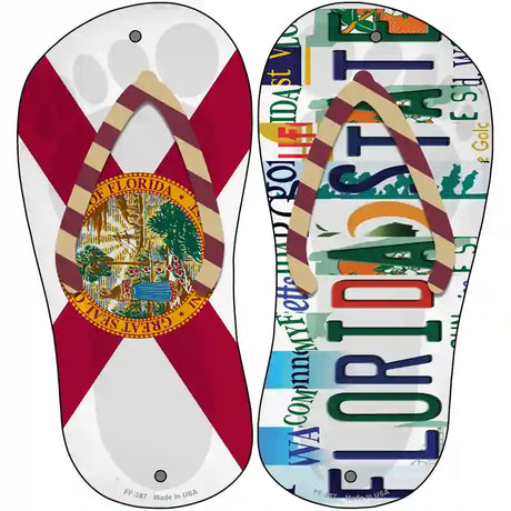 FL Flag|Florida State Strip Art Novelty Metal Flip Flops (Set of 2)