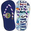 KS Flag|Kansas State Strip Art Novelty Metal Flip Flops (Set of 2)