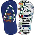 MI Flag|Michigan State Strip Art Novelty Metal Flip Flops (Set of 2)