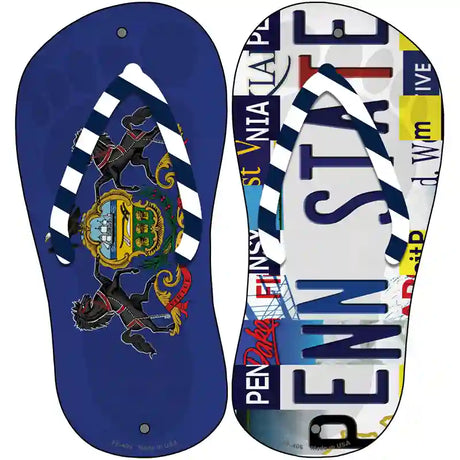 PA Flag|Penn State Strip Art Novelty Metal Flip Flops (Set of 2)