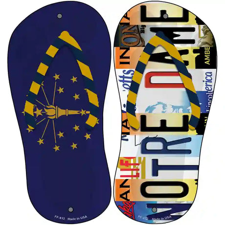 IN Flag|Notre Dame Strip Art Novelty Metal Flip Flops (Set of 2)