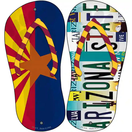 AZ Flag|Arizona State Strip Art Novelty Metal Flip Flops (Set of 2)