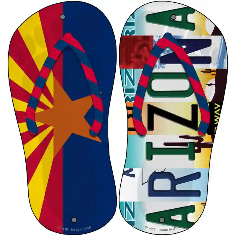 AZ Flag|Arizona Strip Art Novelty Metal Flip Flops (Set of 2)