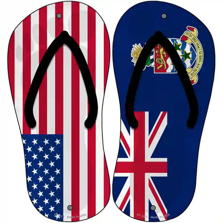 USA|Cayman Islands Flag Novelty Metal Flip Flops (Set of 2)