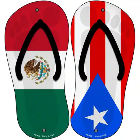 MEX|PR Flag Novelty Metal Flip Flops (Set of 2)