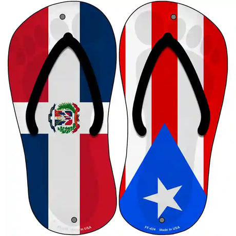 DR|PR Flag Novelty Metal Flip Flops (Set of 2)