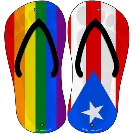 Rainbow|PR Flag Novelty Metal Flip Flops (Set of 2)