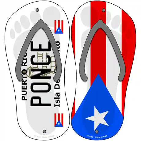 Ponce|PR Flag Novelty Metal Flip Flops (Set of 2)