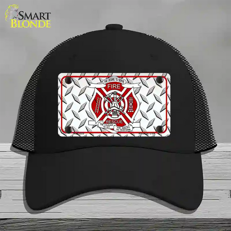 Fire Fighter Rescue Novelty License Plate Hat Mesh / Black