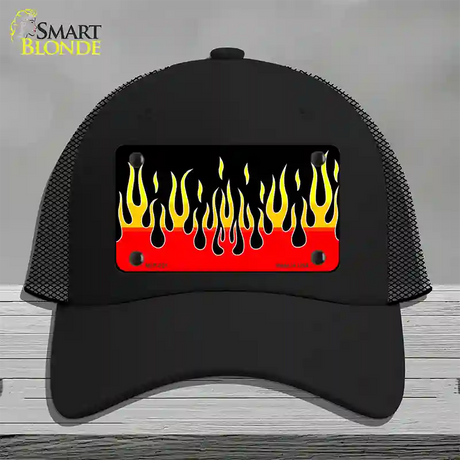 Flames Novelty License Plate Hat Mesh / Black