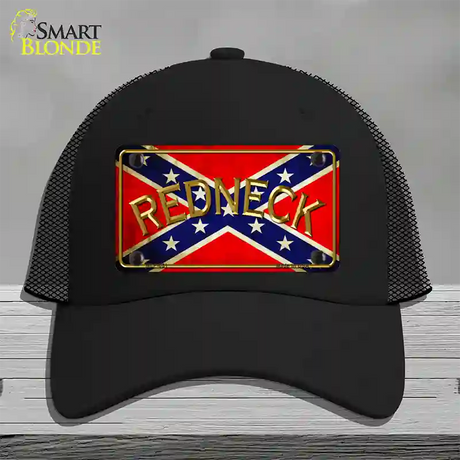 Redneck Confederate Flag Novelty License Plate Hat Mesh / Black