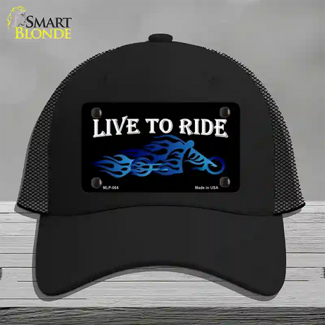 Live To Ride Novelty License Plate Hat Mesh / Black