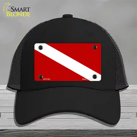 Diving Flag Novelty License Plate Hat Mesh / Black