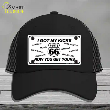 I Got My Kicks Novelty License Plate Hat Mesh / Black