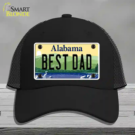 Best Dad Alabama Novelty License Plate Hat Mesh / Black