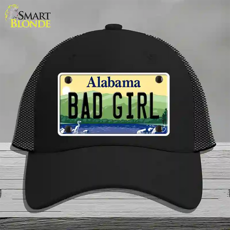 Bad Girl Alabama Novelty License Plate Hat Mesh / Black