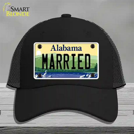 Married Alabama Novelty License Plate Hat Mesh / Black