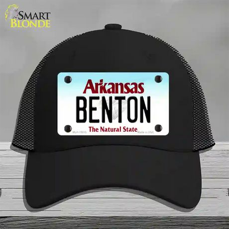 Benton Arkansas Novelty License Plate Hat Mesh / Black