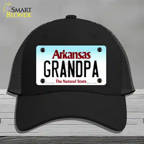 Grandpa Arkansas Novelty License Plate Hat Mesh / Black