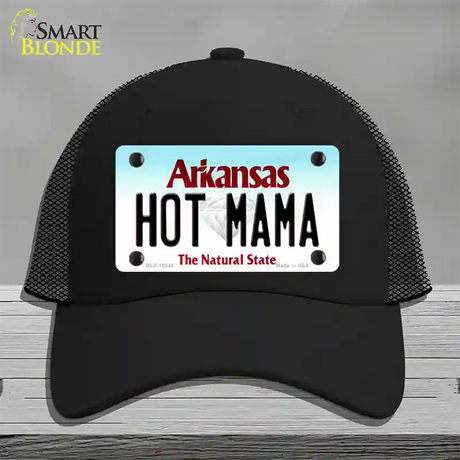 Hot Mama Arkansas Novelty License Plate Hat Mesh / Black