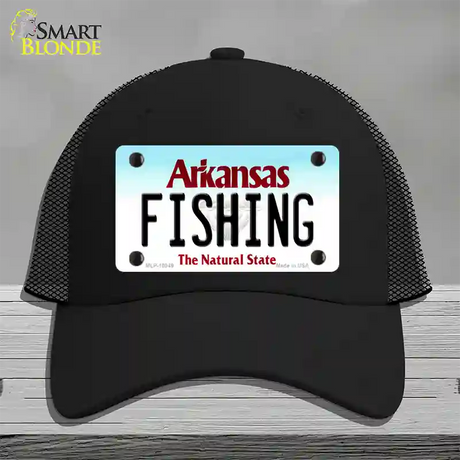 Fishing Arkansas Novelty License Plate Hat Mesh / Black